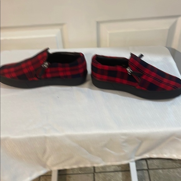 Volatile Red and Black Plaid Ankle Booties - Picture 2 of 12